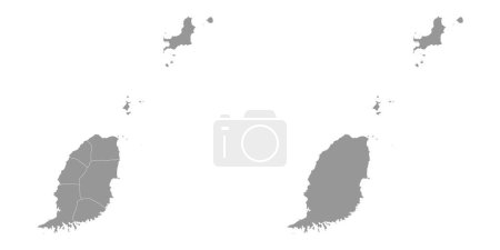 Carte de la Grenade avec divisions administratives. Illustration vectorielle.