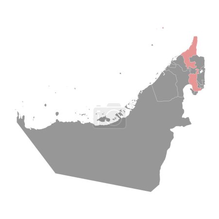 Karte des Emirats Ras Al Khaimah, Verwaltungseinheit der Vereinigten Arabischen Emirate. Vektorillustration.