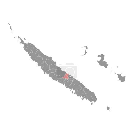 Stadtplan von Kouaoua, Verwaltungsbezirk von Neukaledonien. Vektorillustration.