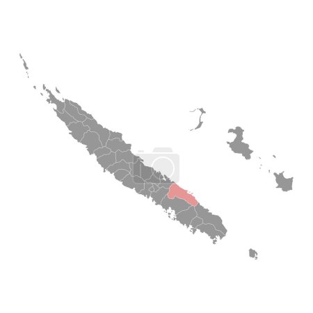 Stadtplan von Thio, Verwaltungsbezirk von Neukaledonien. Vektorillustration.