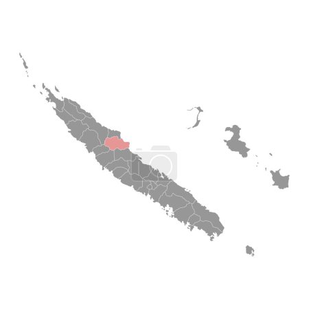 Poindimie mapa de la comuna, división administrativa de Nueva Caledonia. Ilustración vectorial.