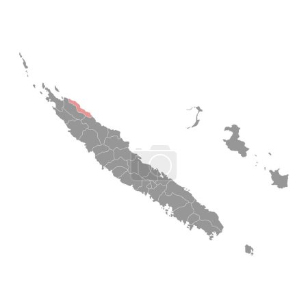Stadtplan von Pouebo, Verwaltungsbezirk von Neukaledonien. Vektorillustration.
