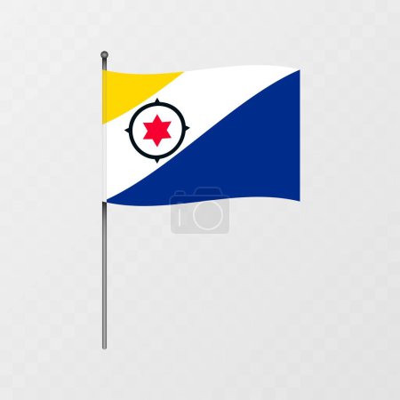 Bonaire national flag on flagpole. Vector illustration.