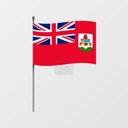 Bermuda-Nationalflagge auf Fahnenmast. Vektorillustration.