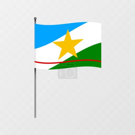 Roraima-Fahne auf Fahnenmast. Vektorillustration.