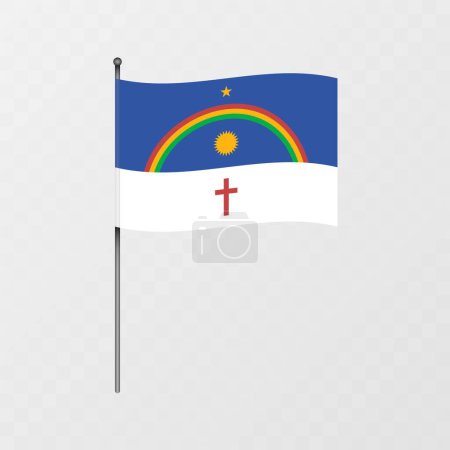 Bandera de Pernambuco en asta de bandera. Ilustración vectorial.