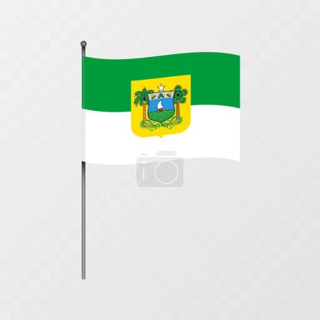Rio Grande do Norte Flagge am Fahnenmast. Vektorillustration.