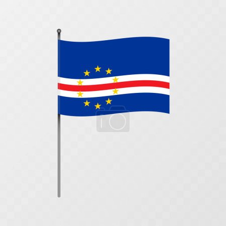 Ilustración de Bandera nacional de Cabo Verde en asta de bandera. Ilustración vectorial. - Imagen libre de derechos