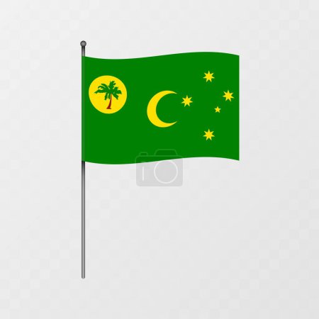 Ilustración de Bandera nacional de las Islas Cocos en asta de bandera. Ilustración vectorial. - Imagen libre de derechos