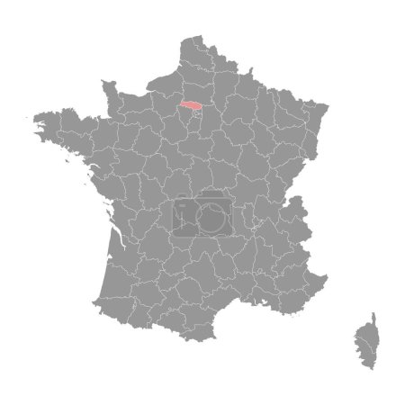 Karte des Départements Val dOise, Verwaltungseinheit Frankreichs. Vektorillustration.