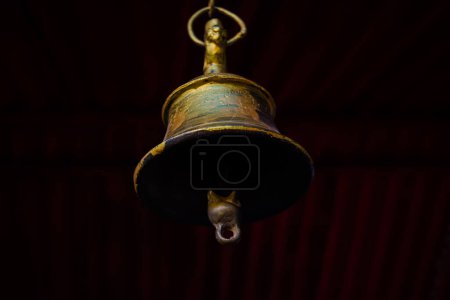 Bronze bells in Indian temple. Hindu temple bell. Brass made bell for Worshiping God. hanging bells. Lansdowne Hills.