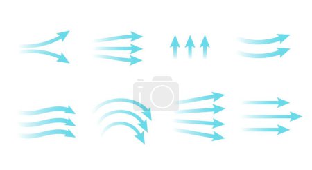 Illustration for Air flow directions, arrows icons - Royalty Free Image