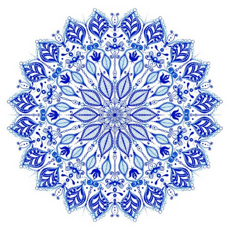 Photo for Beautiful blue lace mandala Indian culture element on white background - Royalty Free Image