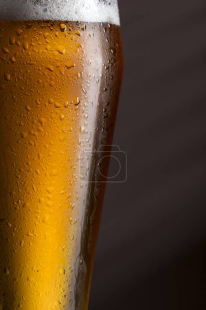 Téléchargez les photos : Détail d'un verre humide de bière froide légère - en image libre de droit