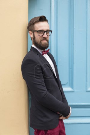 Photo for Portrait of a bearded young handsome man on his wedding day - Royalty Free Image
