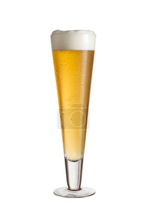Foto de Vaso de cerveza fría pálida aislado sobre fondo blanco - Imagen libre de derechos