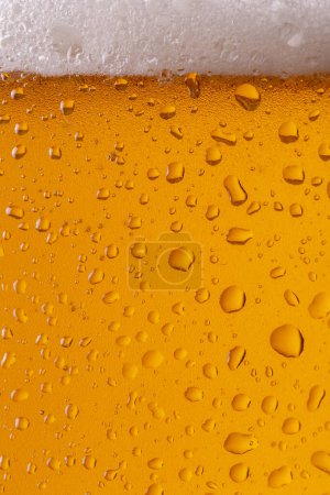 Téléchargez les photos : Image macro de verre à bière froid et humide avec des gouttelettes d'eau de rosée et de condensat à la surface du verre - en image libre de droit