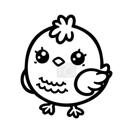 Ilustración de Pájaro lindo de pollo de Pascua, esboza ilustración de vectores de caracteres aislados sobre fondo blanco. Ilustración vectorial. - Imagen libre de derechos