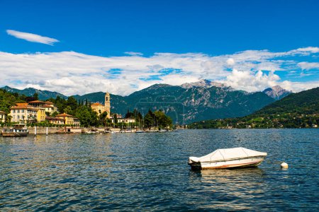 Photo for The town of Tremezzina, on Lake Como, photographed on a spring day. - Royalty Free Image