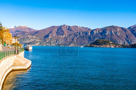 Photo for A view of Tremezzina and Bellagio, on Lake Como, in autumn. - Royalty Free Image