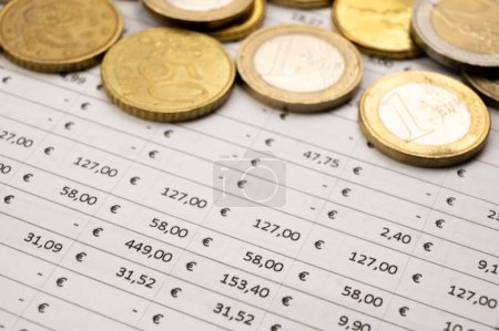 Tabelle mit Angabe der Beträge in Euro und unscharfem Hintergrund. Budgets, Aufwendungen, Erträge.