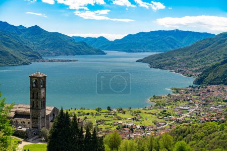 Photo for Panorama of Lake Como, on a summer day, photographed from Gravedona. - Royalty Free Image