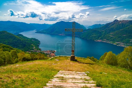 Photo for Panorama of Lake Como, with Tremezzina, Villa Balbianello, a glimpse of Lake Lugano, photographed from Alpe Camaggiore. - Royalty Free Image