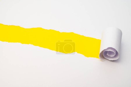 Photo for Colorful background, with torn and rolled white sheet - Royalty Free Image