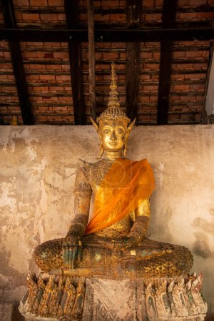 Téléchargez les photos : A Buddha at the Wat Bang Khae Yai in the Town of Amphawa in the Province of Samut Songkhram in Thailand, Thailand, Amphawa, novembre 2022 - en image libre de droit