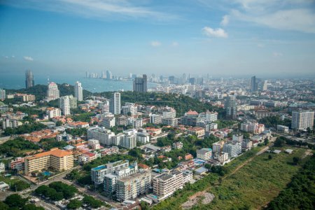 the view of the Town of Jomtien from the Pattaya Park Tower in the city of Jomtien near Pattaya in the Province of Chonburi in Thailand,  Thailand, Jomtien, November, 2022