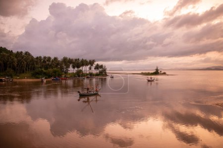 Photo for Fishingboat at the Bo Thong Lang Bay and Beach at the Town of Bang Saphan in the Province of Prachuap Khiri Khan in Thailand,  Thailand, Bang Saphan, December, 2022 - Royalty Free Image