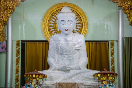 Photo for The white Buddha at the Wat Thang Sai the Town of Ban Krut in the Province of Prachuap Khiri Khan in Thailand,  Thailand, Ban Krut, December, 2022 - Royalty Free Image
