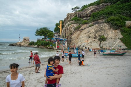 Photo for The Beach at Wat Khao Takip near the City of Hua Hin in the Province of Prachuap Khiri Khan in Thailand,  Thailand, Hua Hin, December, 2022 - Royalty Free Image
