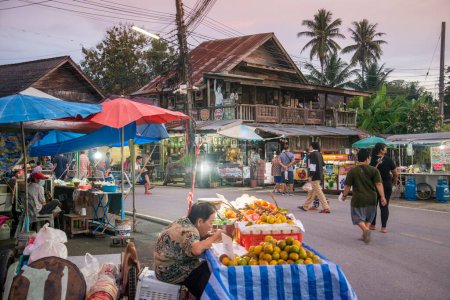 Photo for The Saturday Market in the walking street in the Old Town of Pranburi in the Province of Prachuap Khiri Khan in Thailand,  Thailand, Hua Hin, December, 2022 - Royalty Free Image