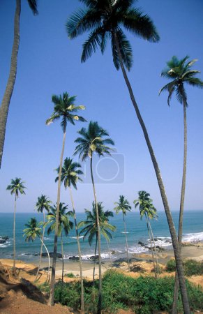 Téléchargez les photos : Une plage avec paysage et côte à la ville de Vagator dans la province de Goa en Inde, Inde, Goa, avril 1996 - en image libre de droit