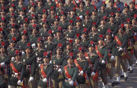 Photo for A view with soldiers a the Parade at the Republic Day on January, 26, 1998, in the city of New Delhi in India.  India, Delhi, January, 1998 - Royalty Free Image