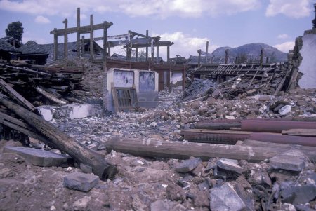 Photo for A Earthquake destroyed a house in the City of Lijiang in the province of Yunnan in China in east asia on February, 3, 1996.  China, Yunnan, March, 1996 - Royalty Free Image
