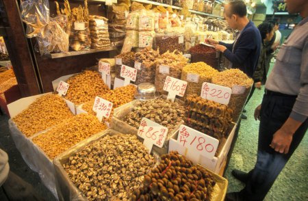 Photo for A dry fish and shrimps shop on a marketstreet in Central ofthe city of Hongkong in Hongkong.  China, Hongkong, May, 1997 - Royalty Free Image