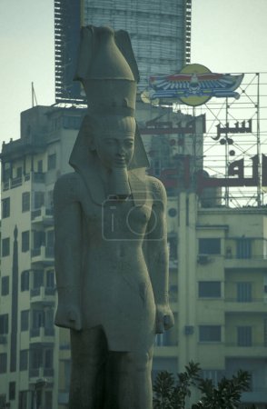 Photo for The Ramses Statue at the Ramses Square at the Train Station in the City of Cairo the Capital of Egypt in north Africa.   Egypt, Cairo, March, 2000 - Royalty Free Image