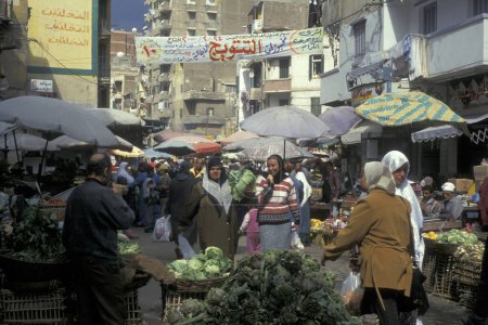 Photo for A Marketstreet at the main Bazaar or Market in the city of Cairo in Egypt in North Africa.  Egypt, Cairo, March, 2000 - Royalty Free Image