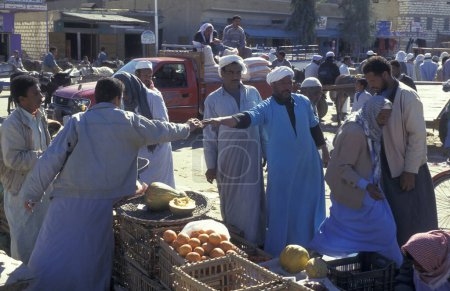 Photo for People at the Food Market in the old Village of Siwa in the Libyan or estern Desert of Egypt in North Africa.  Egypt, Siwa, March, 2000 - Royalty Free Image