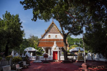 the new Temple of Wat Mahathat Worawihan in the city and Province of Ratchaburi in Thailand,  Thailand, Ratchaburi, November, 14, 2023