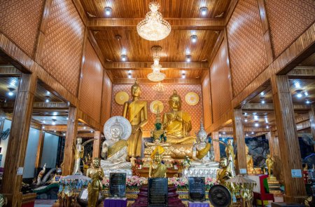 Photo for Buddha inside at Wat Khao Din at Bang Pakong Village in Province of Chachoengsao in Thailand.  Thailand, Chachoengsao, November, 5, 2023 - Royalty Free Image