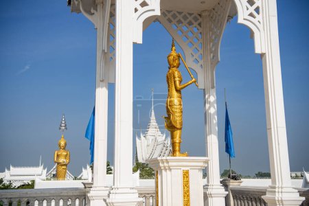 a Buddha statue at Wat Wirachot Thammaram near city Mueang Chachoengsao City in Province of Chachoengsao in Thailand.  Thailand, Chachoengsao, November, 3, 2023