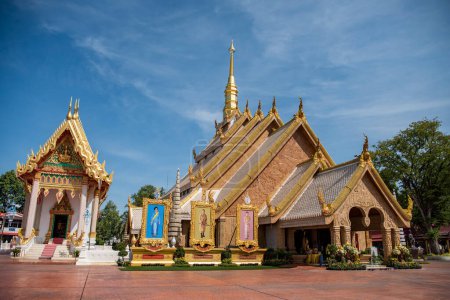 Photo for Wat Maha Wanaram in the city centre of Udon Ratchathani and Province Ubon Ratchathani in Thailand, November 23, 2023. - Royalty Free Image