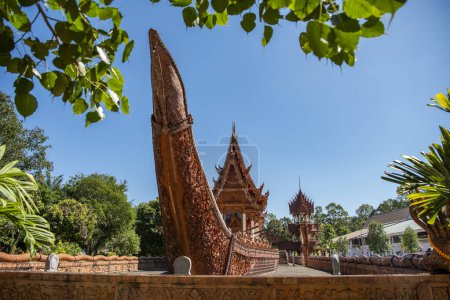 Temple du navire de Wat Sa Prasan Suk dans le centre-ville d'Ubon Ratchathani et la province d'Ubon Ratchathani en Thaïlande. Thaïlande, Ubon Ratchathani, 24 novembre 2023