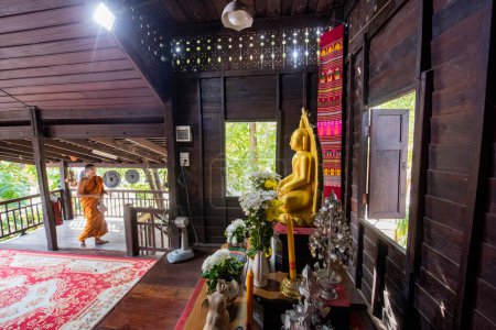 Photo for Thailand, Ubon Ratchathani - November 23, 2023: Museum interior at Wat Mani Wanaram in the city centre of Ubon Ratchathani and Province Ubon Ratchathani in Thailand. - Royalty Free Image