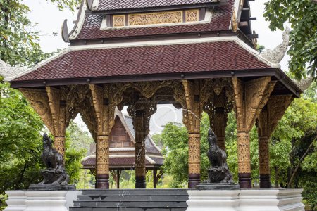 Traditional Thai Pavillon at a Hotel in the city center of Nakhon Pathom and Province Nakhon Pathom in Thailand. Thailand, Nakhon Pathom, November 9, 2023