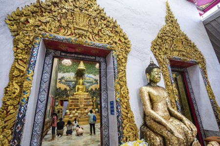 Photo for Thailand, Nakhon Pathom, November, 11, 2023: Inside the Wat Rai Khing near city and Province Nakhon Pathom in Thailand. - Royalty Free Image