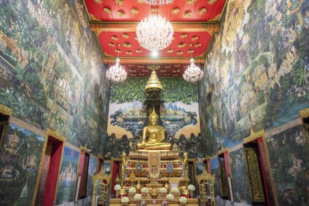 Photo for Thailand, Nakhon Pathom, November, 11, 2023: Inside the Wat Rai Khing near city and Province Nakhon Pathom in Thailand. - Royalty Free Image